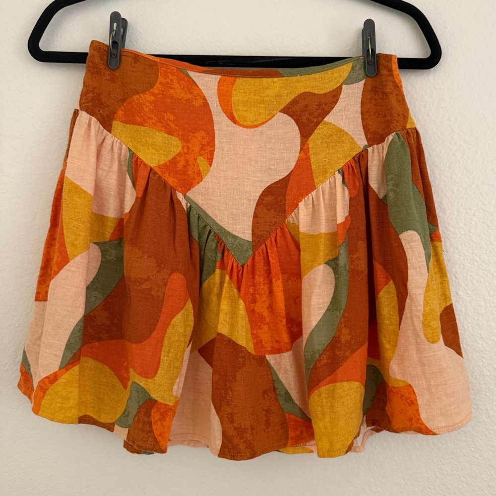 Fe Noel x Target Women Mixed Paint Print Mini Skirt Orange/Brown/Pink
